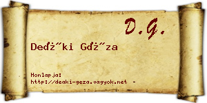 Deáki Géza névjegykártya