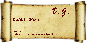 Deáki Géza névjegykártya